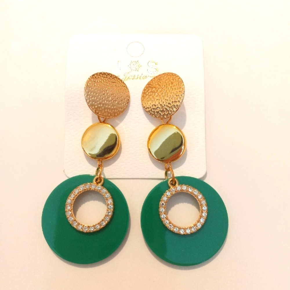 Jessie Long Circle Dangle Earrings